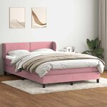 vidaXL Sommier à lattes de lit avec matelas rose 160x210 cm velours