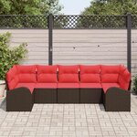vidaXL Ensemble de canapé de jardin 7 Pièces Marron Poly Rattan