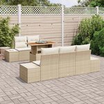 vidaXL Ensemble de canapé de jardin 6 Pièces Beige Poly rotin