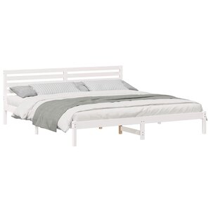 vidaXL Cadre de lit avec tête de lit Blanc 180 x 220 cm Pin massif