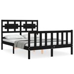 vidaXL Cadre de lit avec tête de lit noir 140x190 cm bois massif
