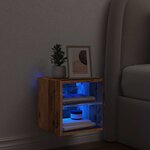 vidaXL Meuble TV mural avec lumières LED vieux bois 30x28 5x30 cm