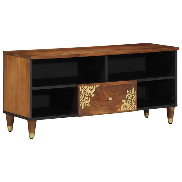 vidaXL Meuble TV Marron 100 x 33.5 x 46 cm Bois de manguier massif