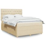 vidaXL Sommier à lattes de lit avec matelas Crème 140x190 cm Tissu