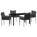 vidaXL Ensemble de salle à manger de jardin 5 pièces avec coussins noirs en poly rattan