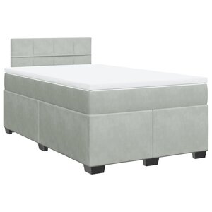vidaXL Sommier à lattes de lit et matelas Gris clair 120x200cm Velours