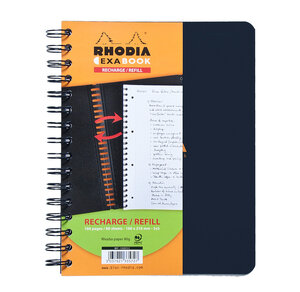 Recharge pour EXABOOK spirale A5+ 160 pages perforées+détachables 5X5 RHODIA