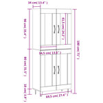 vidaXL Buffet haut Sonoma gris 69 5x34x180 cm Bois d'ingénierie