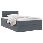 vidaXL Lit de Rangement avec matelas Gris foncé 120 x 190 cm Velours