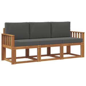 vidaXL Ensemble de canapés d'extérieur 3 Pièces Naturel et Anthracite