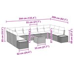 vidaXL Ensemble de canapé de jardin de 11 pièces avec coussins Beige Poly Rattan Acacia