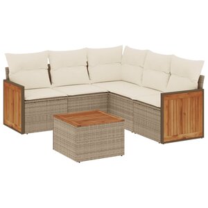 vidaXL Salon de jardin avec coussins 6 Pièces beige résine tressée