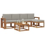 vidaXL Ensemble de canapés d'extérieur 6 pc Gris Naturel et Clair