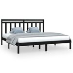 vidaXL Cadre de lit sans matelas noir 200x200 cm bois massif