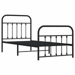 vidaXL Cadre de lit métal sans matelas avec pied de lit noir 90x200 cm