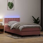 vidaXL Sommier à lattes de lit avec matelas et LED rose 90x220 cm velours