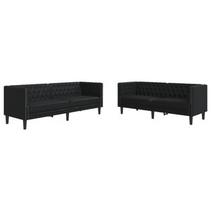 vidaXL Ensemble de canapé Chesterfield 2 Pièces noir similicuir