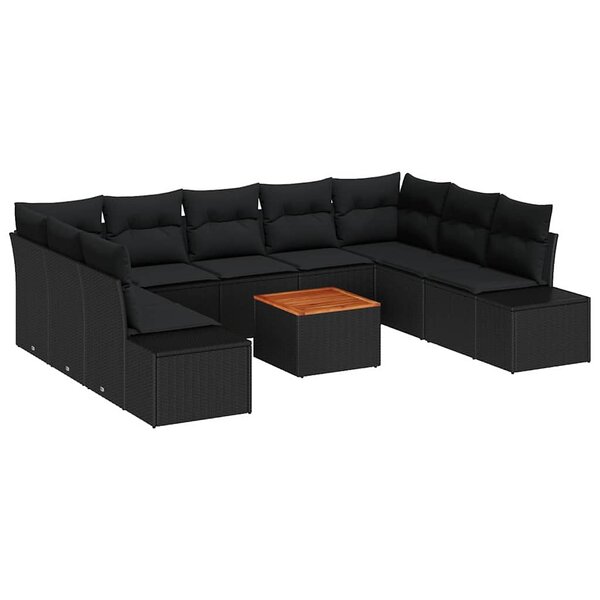 vidaXL Ensemble de canapé de jardin avec stockage 10 Pièces Noir