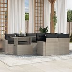 vidaXL Salon de jardin 9 Pièces avec coussins gris clair résine tressée