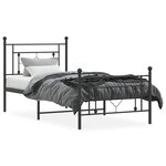 vidaXL Cadre de lit métal sans matelas avec pied de lit noir 90x190 cm