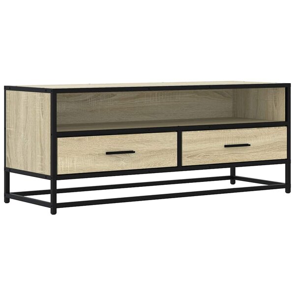 vidaXL Meuble TV chêne sonoma 100x34 5x40cm bois d'ingénierie et métal