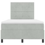 Lit à ressorts vidaXL avec matelas et lumière LED Gris clair 120x190 cm Velours