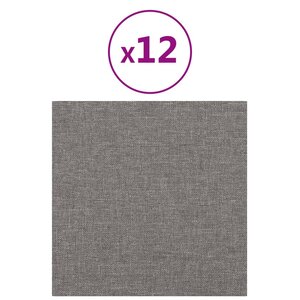 vidaXL Panneaux muraux 12 Pièces Gris clair 30x30 cm Tissu 1 08 m²