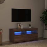 vidaXL Meuble TV avec lumières LED Chêne marron 90x35x40 cm