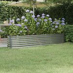 vidaXL Lit surélevé de jardin Acier enduit de poudre Argenté