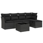 vidaXL Salon de jardin 6 Pièces avec coussins noir résine tressée