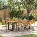 vidaXL Set de salle à manger de jardin 9 pièces Gris Poly Rattan Acacia