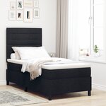 vidaXL Lit à ressort avec matelas noir 100x200 cm tissu