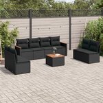 vidaXL Salon de jardin 9 Pièces avec coussins noir résine tressée