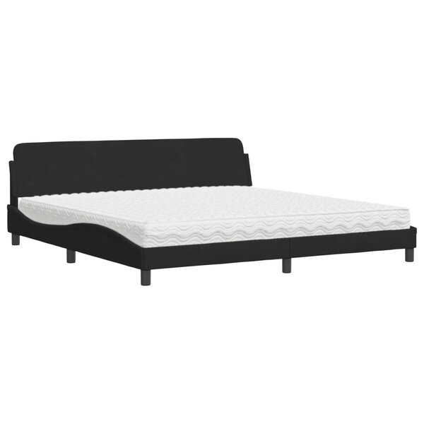 vidaXL Lit avec matelas noir 200x200 cm velours