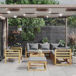 vidaXL Salon de jardin 8 Pièces avec coussin Bois d'acacia solide