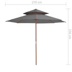 vidaXL Parasol à deux étages avec mât en bois 270 cm anthracite