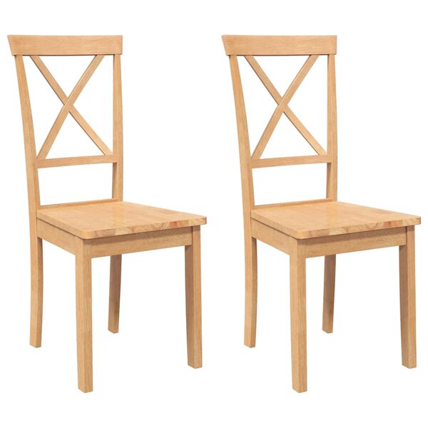 vidaXL Chaises à manger 2 Pièces bois massif caoutchouc