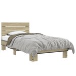 vidaXL Cadre de lit chêne sonoma 90x190 cm bois d'ingénierie et métal