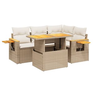 vidaXL Salon de jardin avec coussins 5 Pièces beige résine tressée