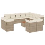 vidaXL Salon de jardin avec coussins 13 Pièces beige résine tressée