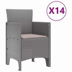vidaXL Ensemble de salle à manger pour jardin 15 Pièces Gris clair