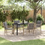 vidaXL Ensemble de salle à manger jardin 5 pièces avec coussins beige en rotin poly