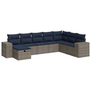 vidaXL Salon de jardin 8 Pièces avec coussins gris résine tressée