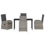 vidaXL Ensemble de salle à manger de jardin de 5 pièces avec coussins gris en rattan synthétique