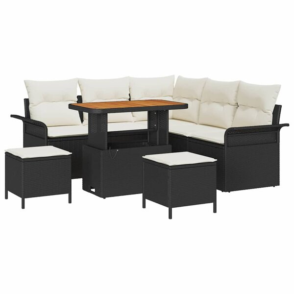vidaXL Ensemble de canapé de jardin 8 Pièces Noir  Crème 90 x 55 x 71 cm