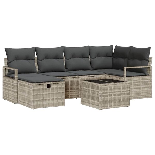 vidaXL Ensemble de Canapés avec coussin 7 Pièces Gris clair polyrotin