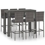 vidaXL Ensemble de bar d'extérieur 7 Pièces coussins anthracite Rotin