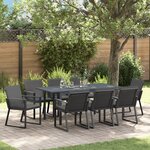 vidaXL Ensemble de salle à manger de jardin 6 pièces en acier anthracite et poly rattan avec coussins