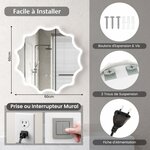 Miroir mural rond avec 3 couleurs de lumière et anti-buée miroir de maquillage éclairé à intensité variable avec bouton tactile intelligent 60 cm x 60 cm argent 20_0008918