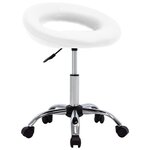 Chaise fauteuil siège de travail roulante similicuir blanc 02_0024075